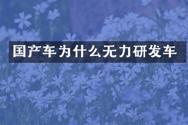 国产车为什么无力研发车
