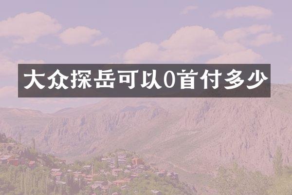 大众探岳可以0首付多少