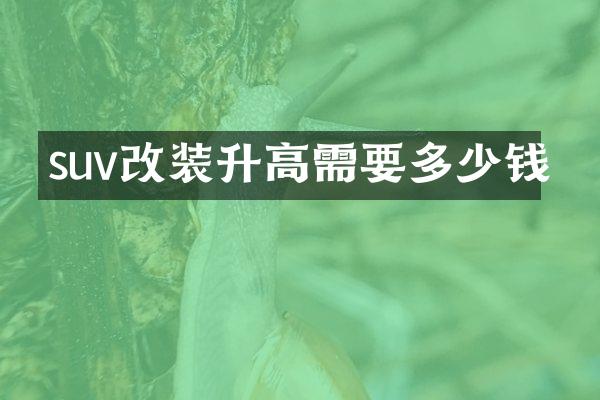 suv改装升高需要多少钱