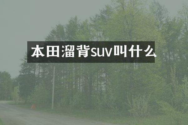 本田溜背suv叫什么