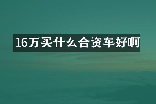 16万合资车好啊