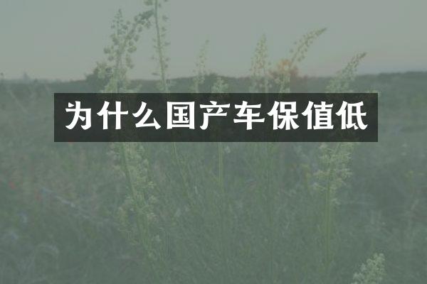 为什么国产车保值低