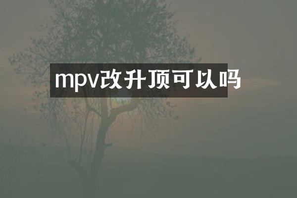 mpv改升顶可以吗