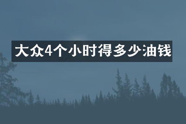 大众4个小时得多少油钱