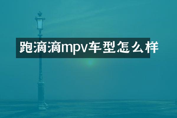 跑滴滴mpv车型怎么样