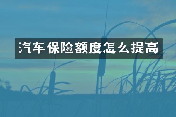 汽车保险额度怎么提高