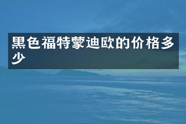 黑色福特蒙迪欧的价格多少