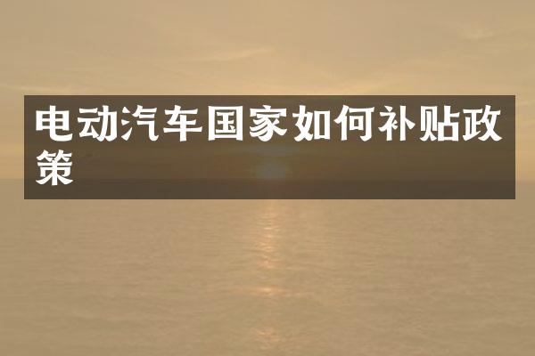 电动汽车国家如何补贴政策