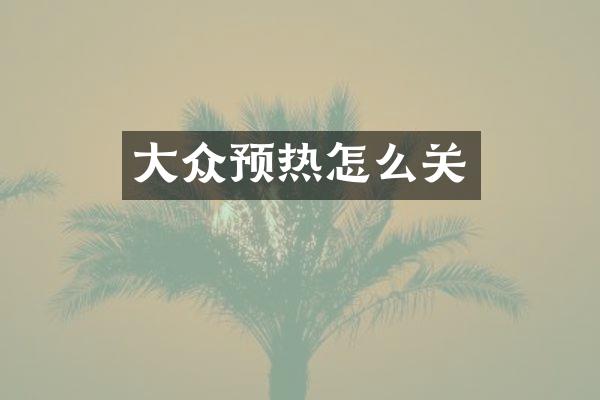 大众预热怎么关