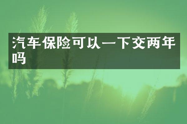 汽车保险可以一下交两年吗