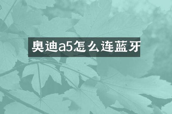 奥迪a5怎么连蓝牙