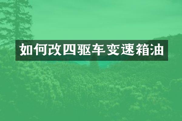 如何改四驱车变速箱油
