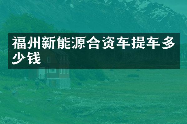 福州新能源合资车提车多少钱