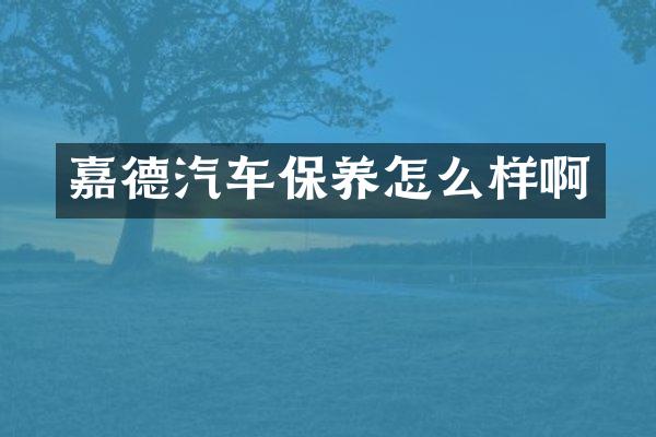 嘉德汽车保养怎么样啊