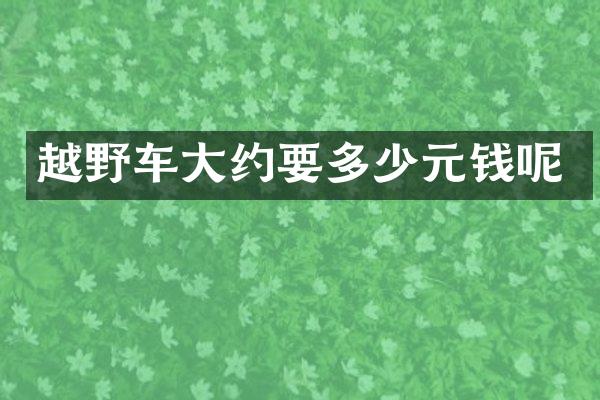 越野车大约要多少元钱呢