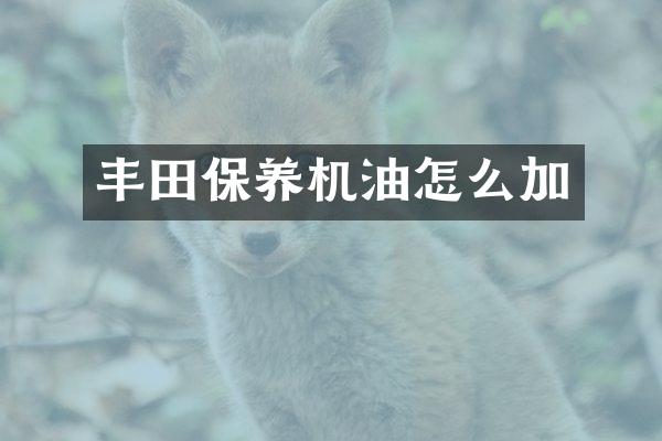 丰田保养机油怎么加