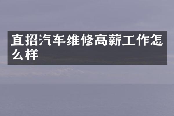 直招汽车维修高薪工作怎么样