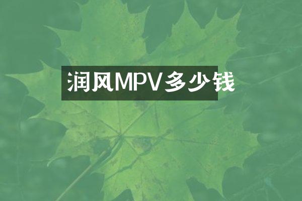 润风MPV多少钱