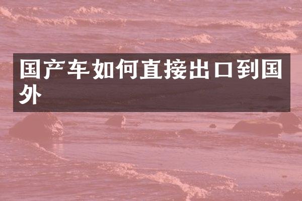 国产车如何直接出口到国外