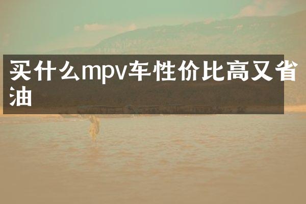 买什么mpv车性价比高又省油