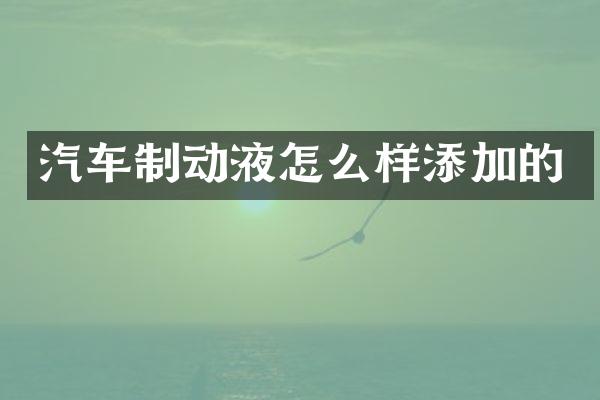 汽车制动液怎么样添加的