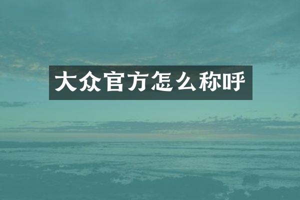 大众官方怎么称呼