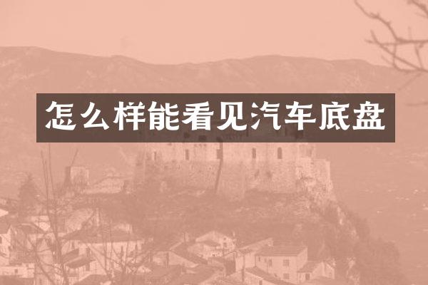 怎么样能看见汽车底盘