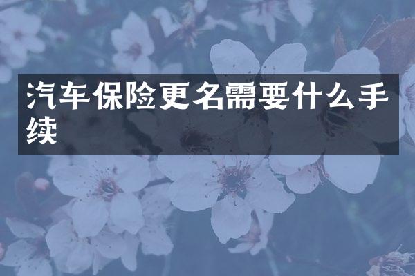 汽车保险更名需要什么手续