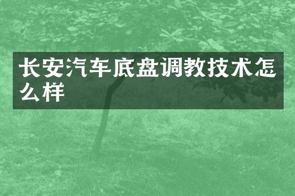 长安汽车底盘调教技术怎么样