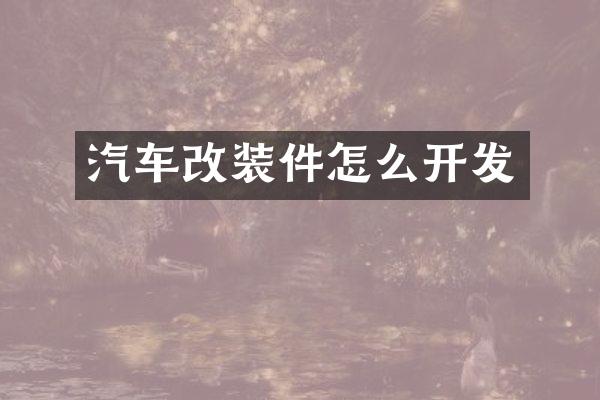 汽车改装件怎么开发