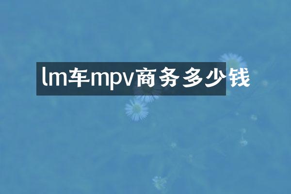 lm车mpv商务多少钱
