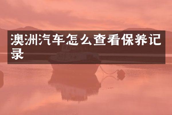 澳洲汽车怎么查看保养记录