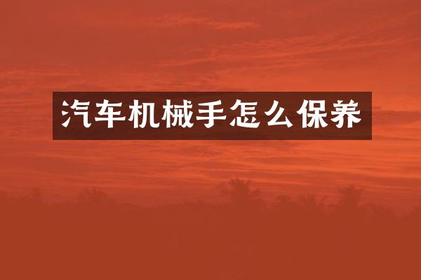 汽车机械手怎么保养