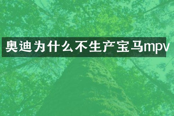 奥迪为什么不生产宝马mpv