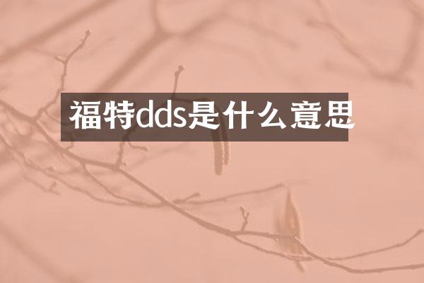 福特dds是什么意思