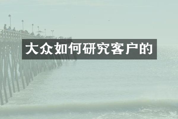 大众如何研究客户的