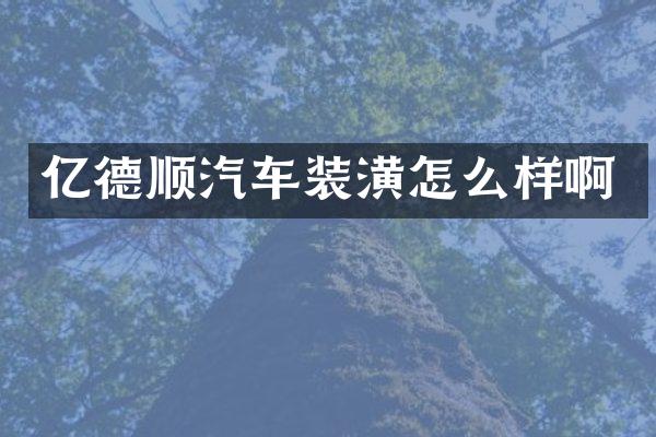 亿德顺汽车装潢怎么样啊