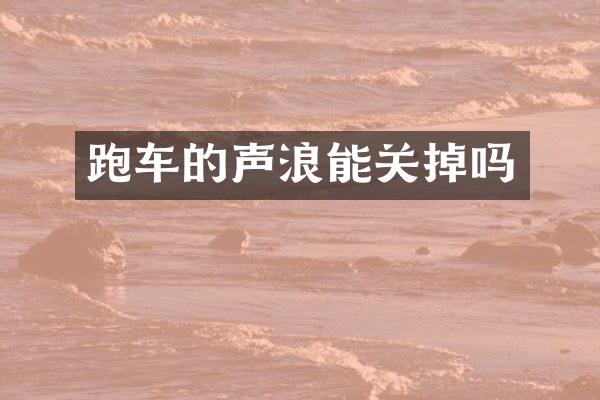 跑车的声浪能关掉吗