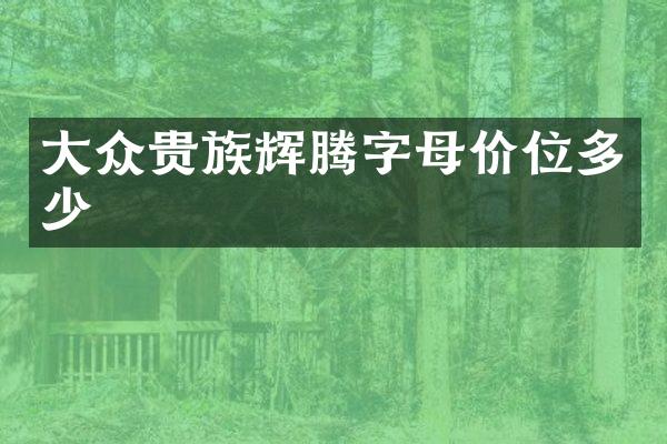 大众贵族辉腾字母价位多少