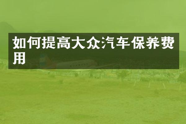 如何提高大众汽车保养费用