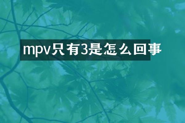 mpv只有3是怎么回事