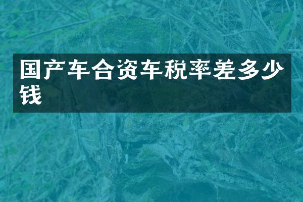 国产车合资车税率差多少钱