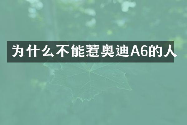 为什么不能惹奥迪A6的人