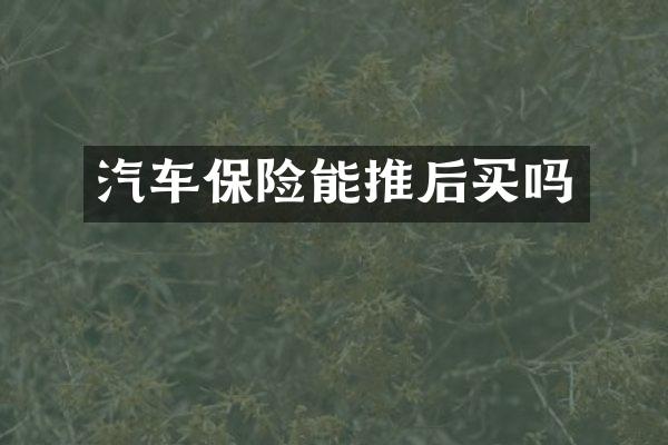 汽车保险能推后买吗