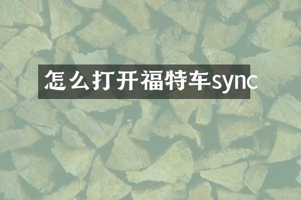 怎么打开福特车sync
