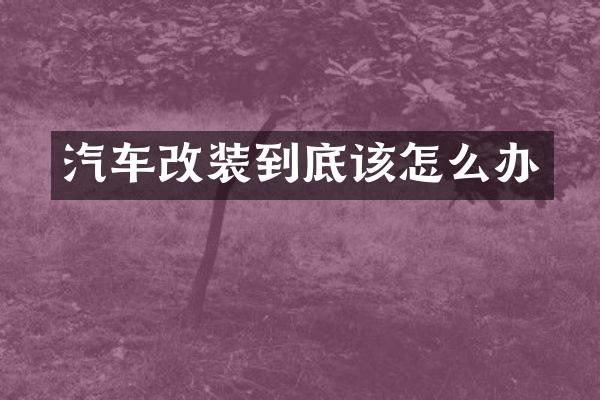汽车改装到底该怎么办