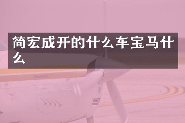 简宏成开的什么车宝马什么