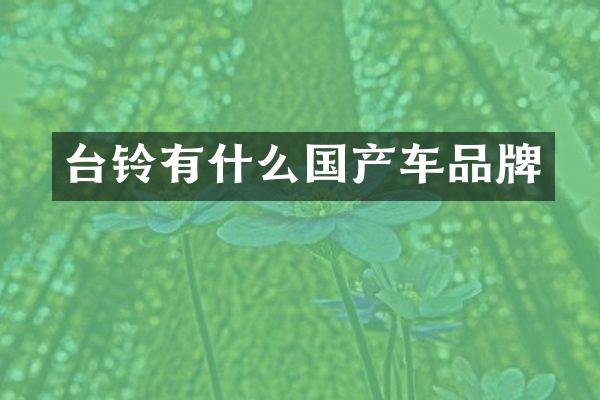 台铃有什么国产车品牌