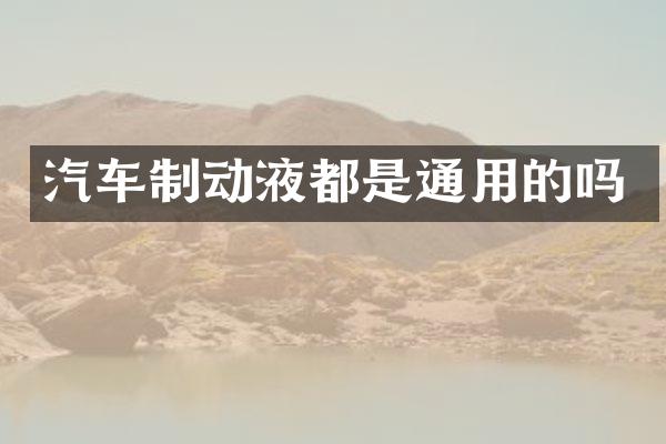 汽车制动液都是通用的吗