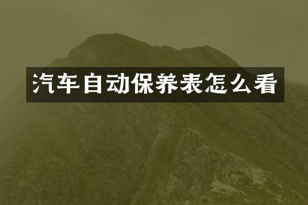 汽车自动保养表怎么看